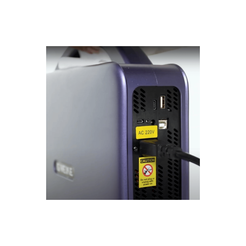 close up view of rear ports on the gweike g2 fibre laser source