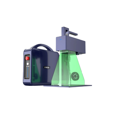 gweike g2 pro fibre laser engraver with safety shield from front right side view