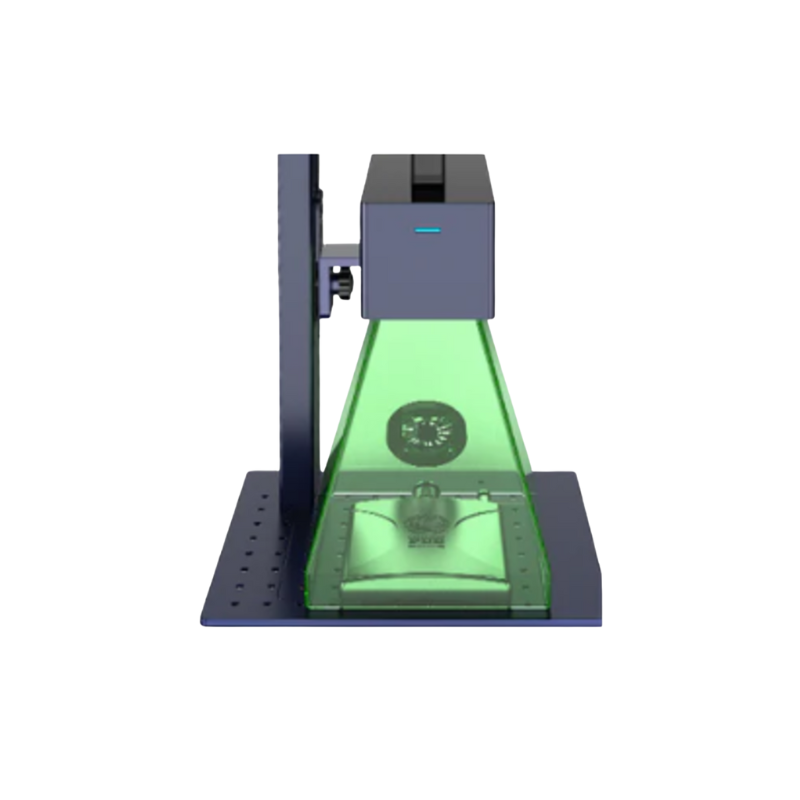 gweike g2 pro fibre laser engraving a rectangular object inside the safety shield