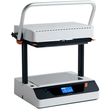 close up of vaquform dt2 digital desktop vacuum former machine from the front left side view on a white background