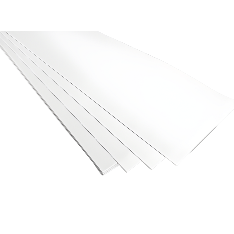 clear sheets of 0.25 millimetre vaquform polyethylene terephthalate glycol stacked against a white background