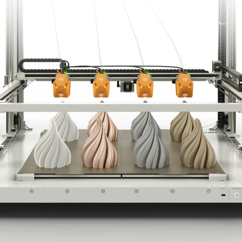 elegoo orangestorm giga 3d printer with four nozzles from front view