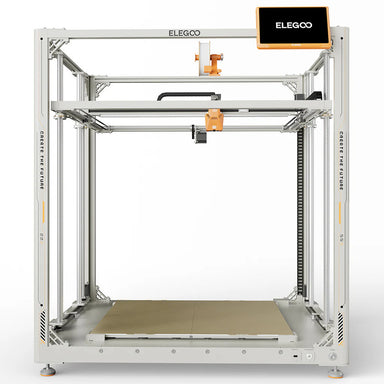 elegoo orangestorm giga 3d printer with aluminium frame from front view