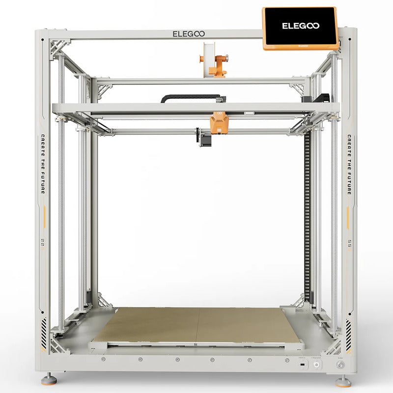 elegoo orangestorm giga 3d printer with aluminium frame from front view