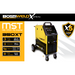 bossweld mst 350xt inverter welder in the centre with a list of materials and specifications on the left