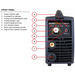 bossweld x cut 15.0 plasma cutter front panel diagram with numbered labels in list format and corresponding parts on the top left