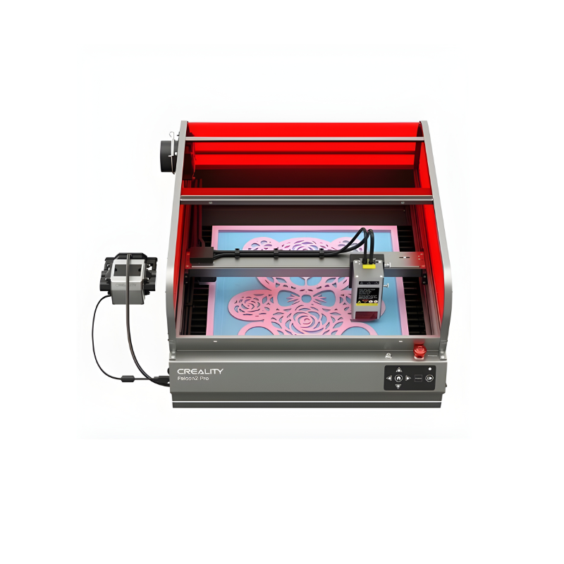 top view of creality falcon2 pro 22 watts laser engraver and cutter in action