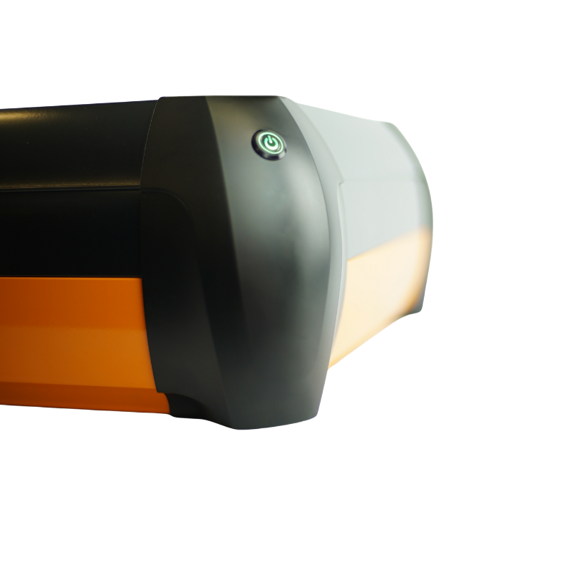 close up view of power button on the emblaser 2 10 watt laser cutter and engraver