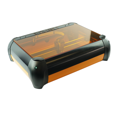 emblaser 2 10 watt laser cutter and engraver with closed lid from top left quarter view