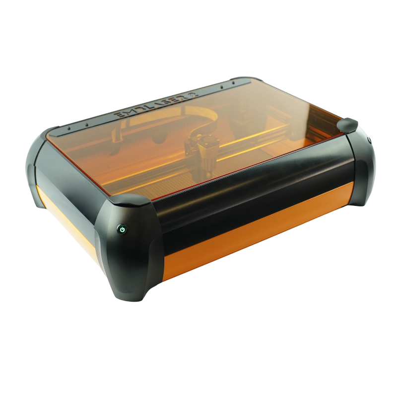 emblaser 2 10 watt laser cutter and engraver with closed lid from top left quarter view