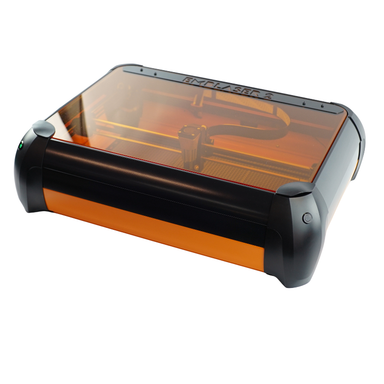 emblaser 2 10 watt laser cutter and engraver with closed lid from top right quarter view