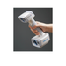 hand holding shining 3d einscan h2 scanner pointed downward from front right side view