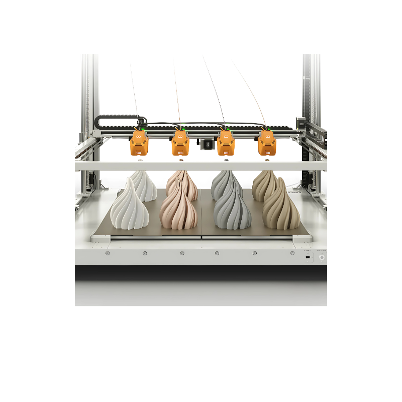 elegoo orangestorm giga 3d printer with four nozzles from front view