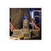 man holding stone grey building model created by elegoo orangestorm giga 3d printer