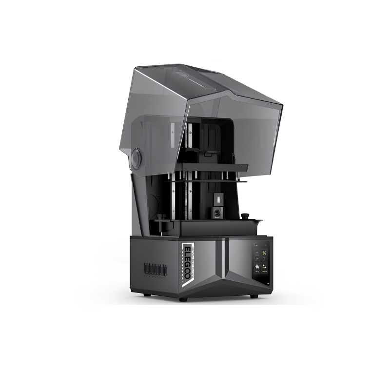 front left view of the elegoo saturn 4 ultra 16k resin 3d printer with the cover open
