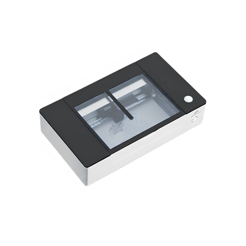 high angle view of gweike cloud 38 watts rf laser cutter engraver with closed top lid