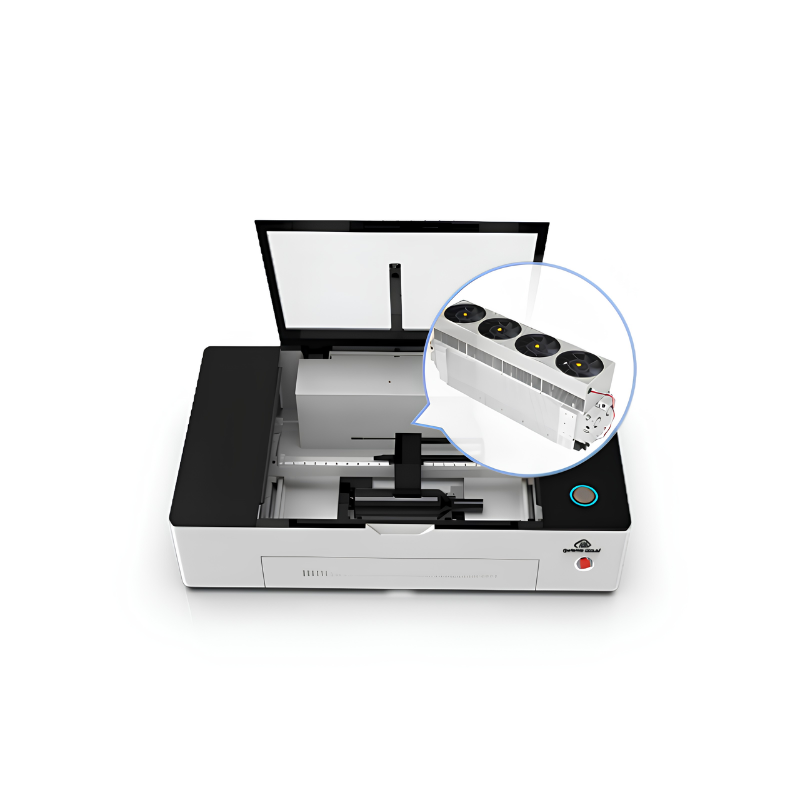 close up of gweike cloud 38 watts rf metal tube laser in cutter engraver