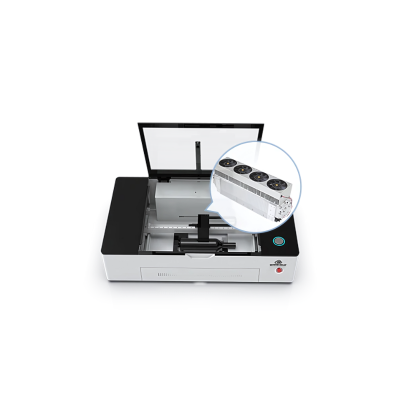 gweike cloud cutter and engraver showing rf metal laser tube from front top view