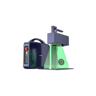 front right view of gweike cloud g2 20 watts fibre laser engraver with safety shield