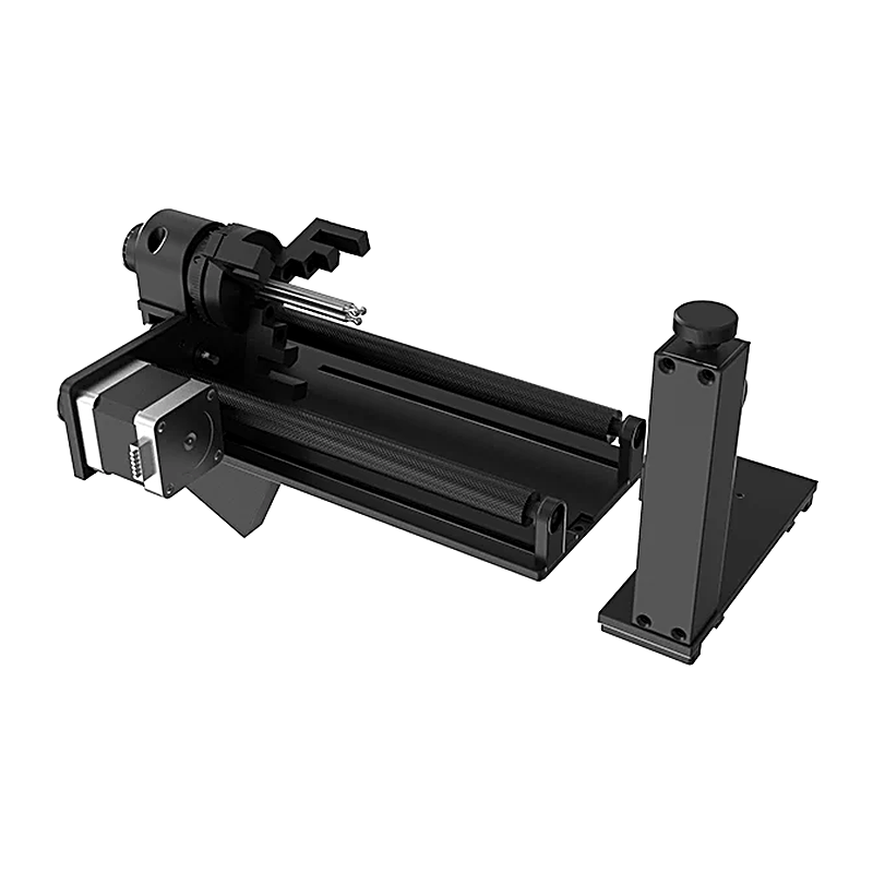 Front right side view of Rotary attachment for Gweike Cloud G2/G3 laser engravers