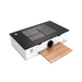 gweike cloud rf metal tube laser cutter and engraver from top left side view with light brown wood on the lower feeding tray
