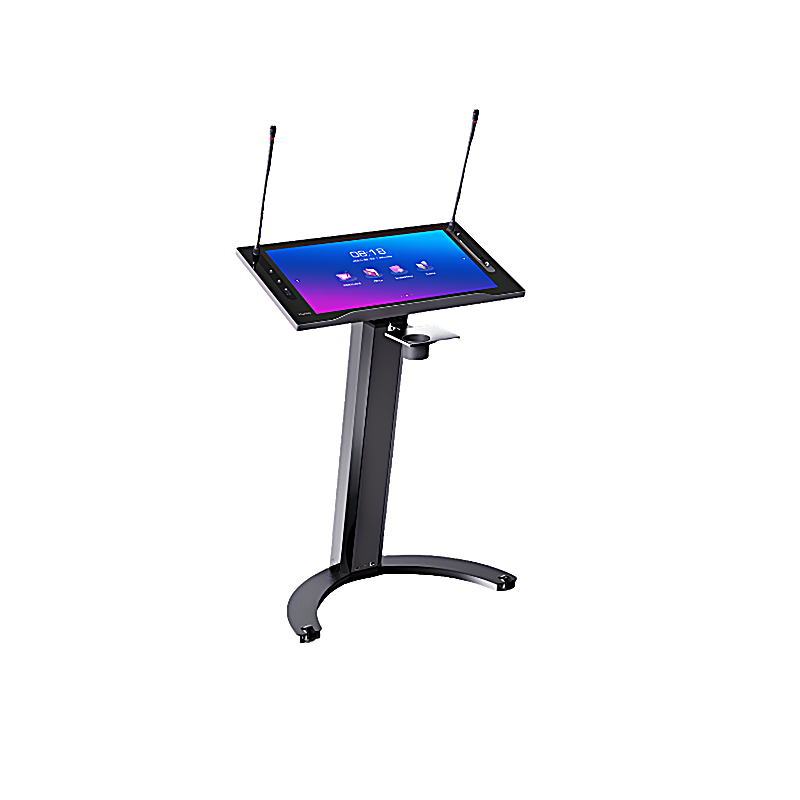 Horion Smart Lectern Podium with touchscreen and microphones from front left view