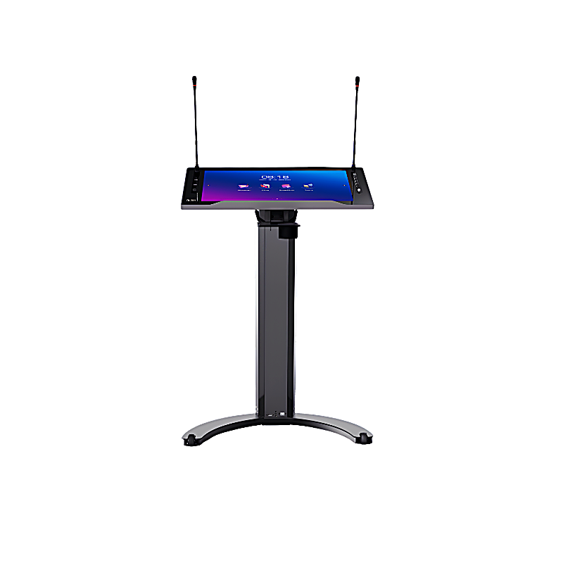 Horion Smart Lectern Podium with touchscreen and microphones from front view