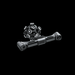 laser scanner from front left angle with tracking scanner behind on a black background