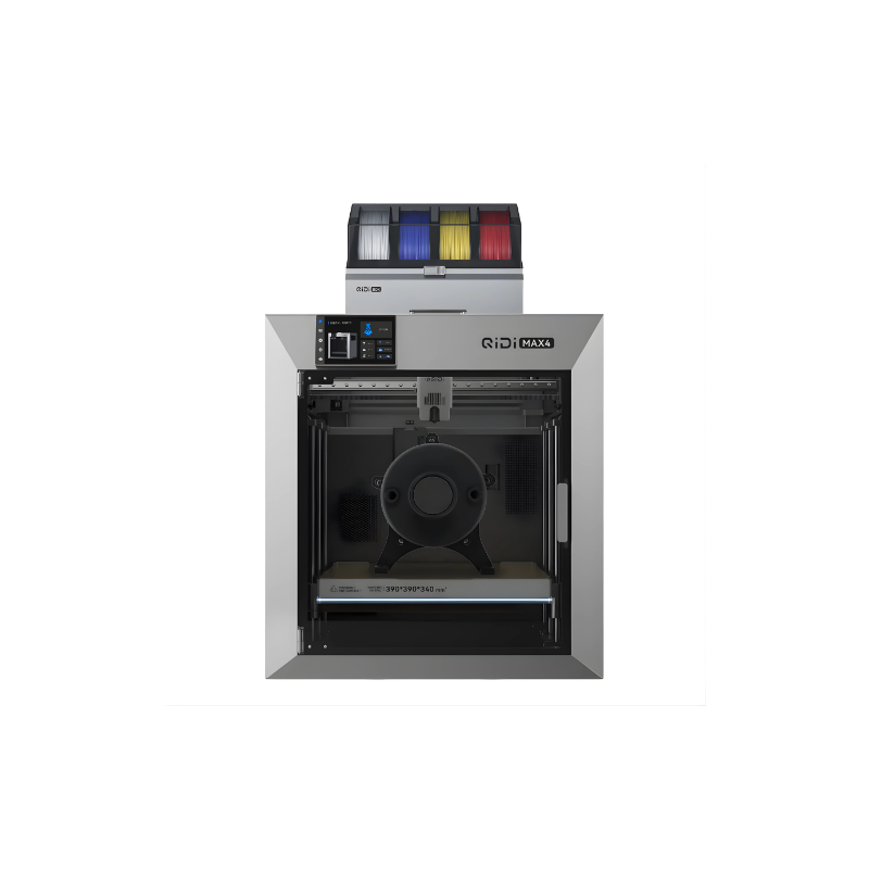 front view of qidi max4 3d printer with multi-color filament holder on top