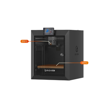 front right view of qidi q2c 3d printer showing nozzle and bed temperatures