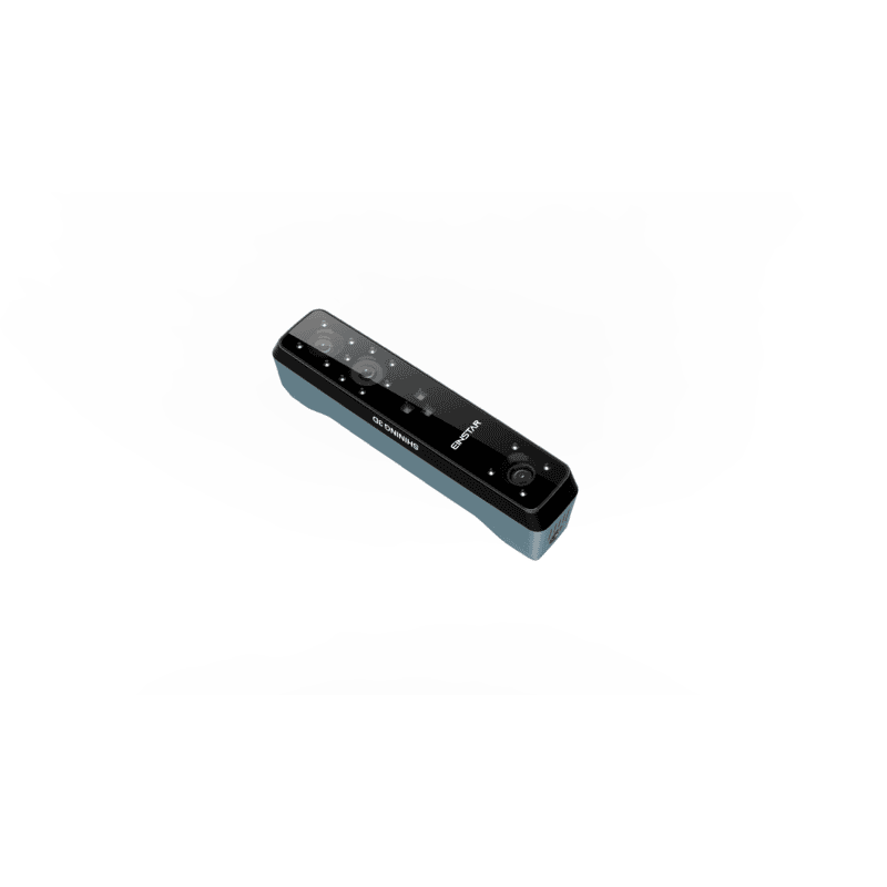 shining 3d einstar hand held scanner slanted slightly downward from the front left side view