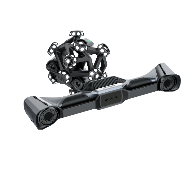 shining 3d freescan trak nova dynamic tracking scanner behind wide range laser scanner from top left side view
