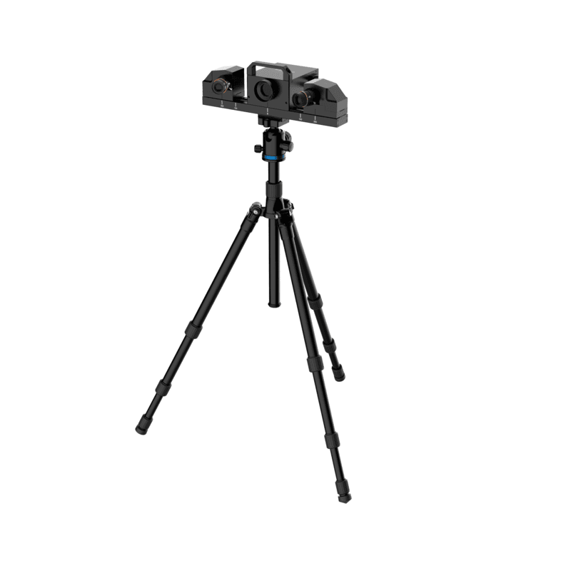 shining 3d transcan c wireless scanner mounted on a tripod from front right side view