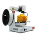 tiertime up plus 2 3d printer from a front left side view showing a yellow 3d printed object on the platform
