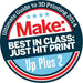 tiertime up plus 2 3d printer badge for winning the make magazine ultimate guide to 3d printing buyer’s guide competition
