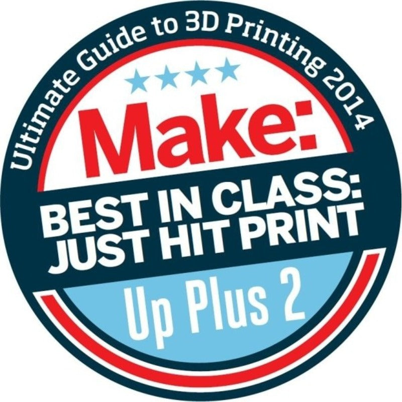 tiertime up plus 2 3d printer badge for winning the make magazine ultimate guide to 3d printing buyer’s guide competition