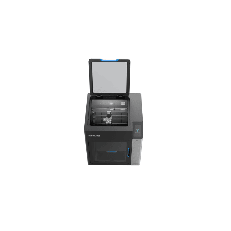3d printer with top lid open with light on
