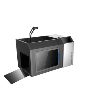 tiertime x5 3d printer from front left view with opened right cover and without top cover