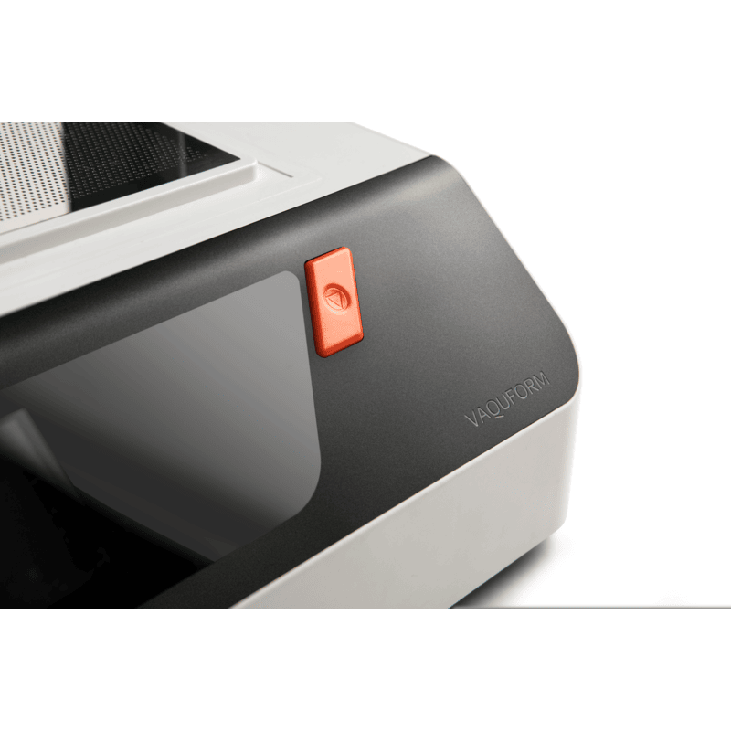 vaquform dt2 with a close up view of the start button and brand name